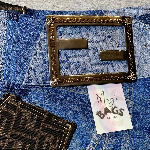 Versace x Fendi: Skirt with Belt Denim Patchwork by Fendace *RARE* (on Runway) - Picture 10 of 16
